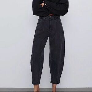 Zara Charcoal Balloon Cropped Jeans